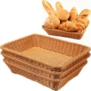 3 Pack Wicker Bread Baskets for Serving